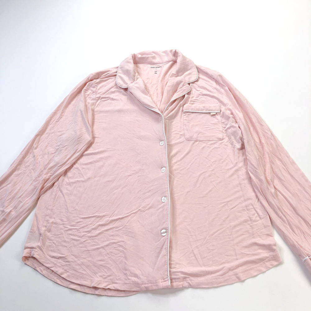 Cozy Earth Pajama Top Women S Soft Bamboo Pink Solid Lounge Shirt Long Sleeve